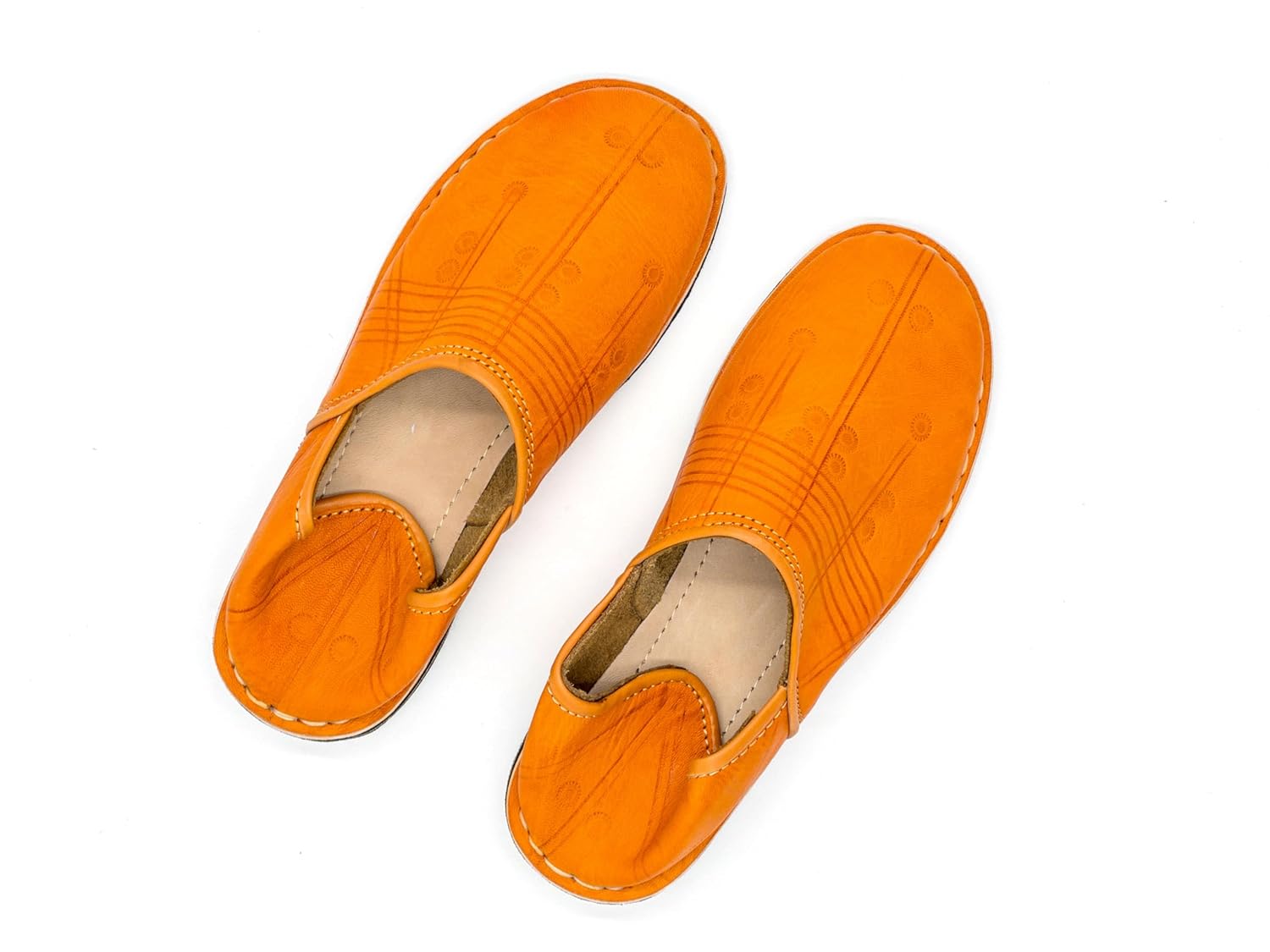 Babouche Berbère Authentique - Extrémité Arrondie - En Cuir marron clair