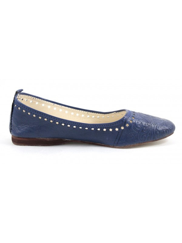 Ballerines Bleu en Cuir Marocain : Élégance et Confort Artisanaux