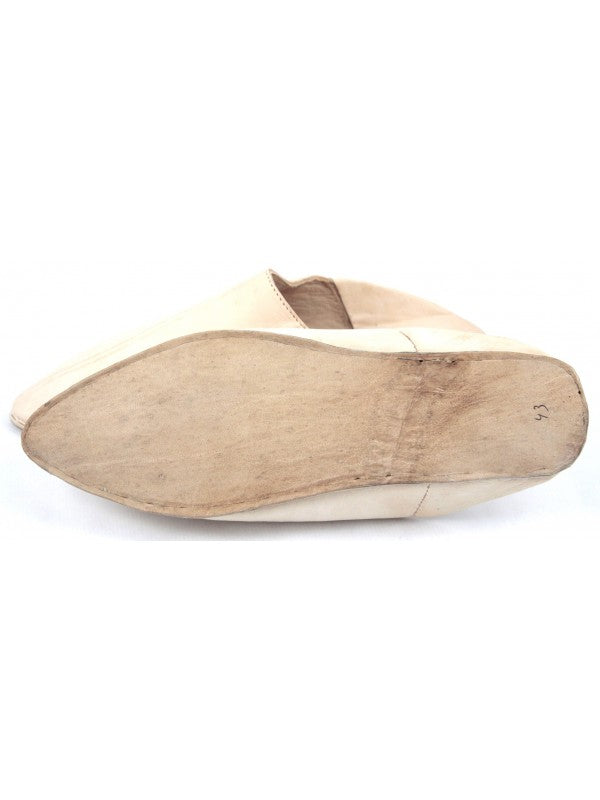 Babouche Homme en Cuir Beige naturel : Élégance Authentique avec Mule Pointue et Confort Exceptionnel