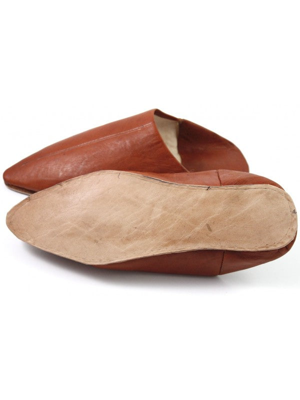 Babouche Homme en Cuir Marron Camel : Élégance Authentique avec Mule Pointue et Confort Exceptionnel