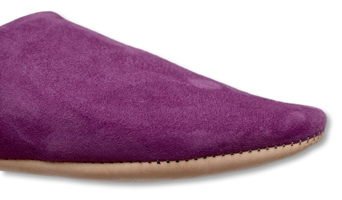 Babouches en Daim Violet pour Femme : Confort, Élégance Durable, et Charme Artisanal avec Bout Pointu