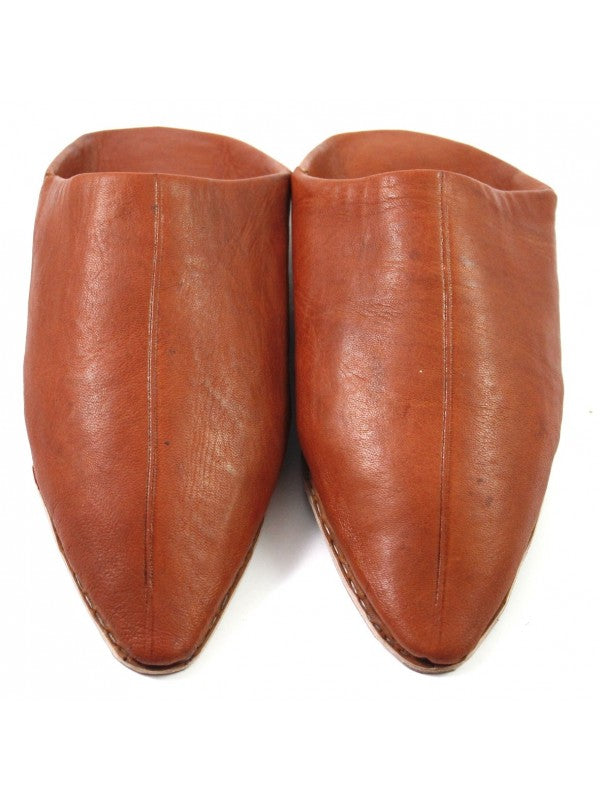Babouche Homme en Cuir Marron Camel : Élégance Authentique avec Mule Pointue et Confort Exceptionnel