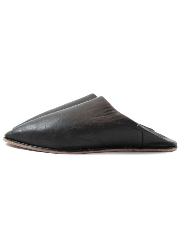 Babouche Homme en Cuir NOIR : Élégance Authentique avec Mule Pointue et Confort Exceptionnel