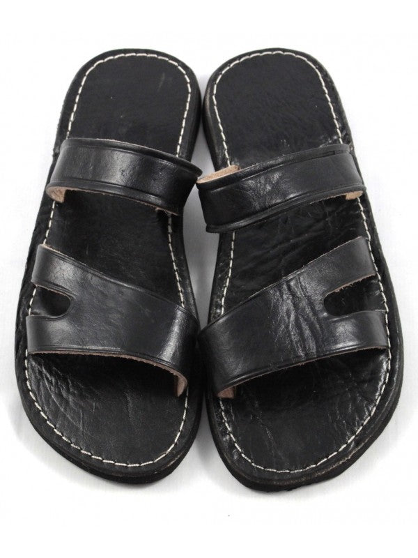 Mules Marocaines en Cuir Noir pour Homme : Confort et Élégance Artisanaux