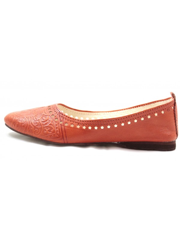 Ballerines Orange en cuir Marocain : Élégance et Confort Artisanaux