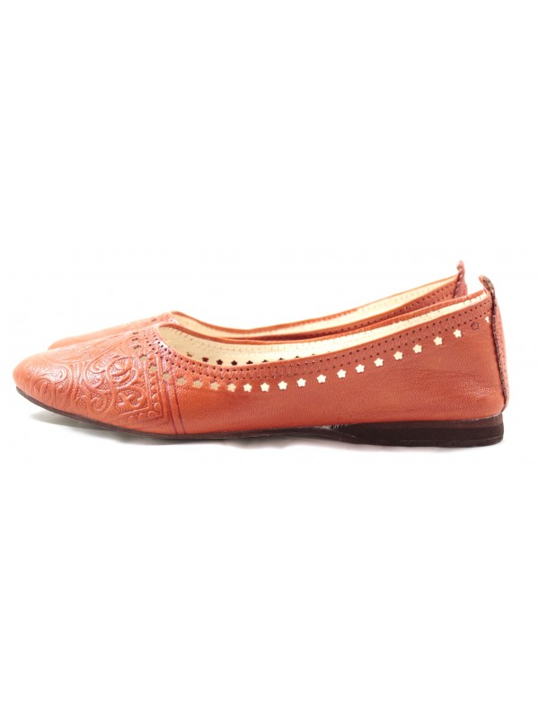 Ballerines Orange en cuir Marocain : Élégance et Confort Artisanaux