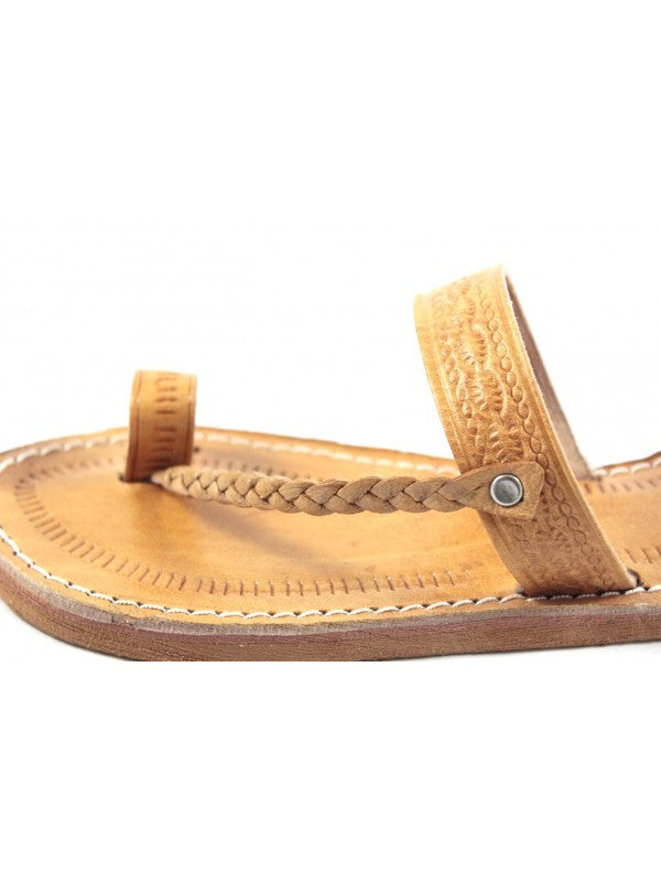 Sandales Marocaines en Cuir de Vache caramel : Élégance et Confort pour Femmes