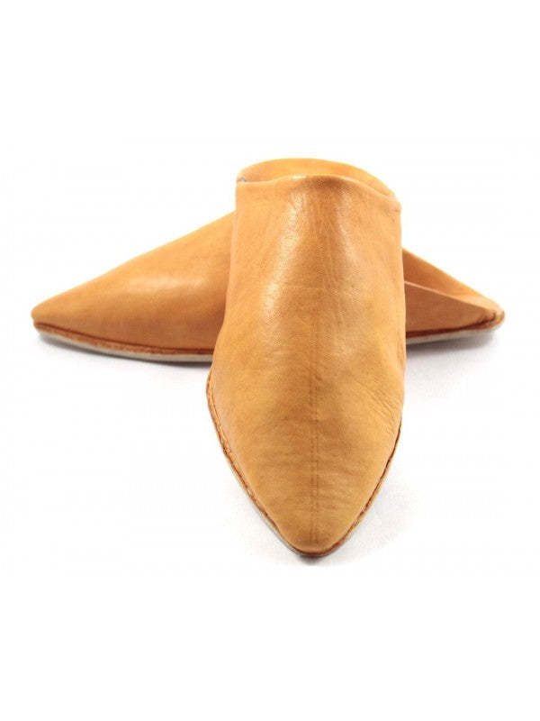 Babouche Homme en Cuir Ocre : Élégance Authentique avec Mule Pointue et Confort Exceptionnel