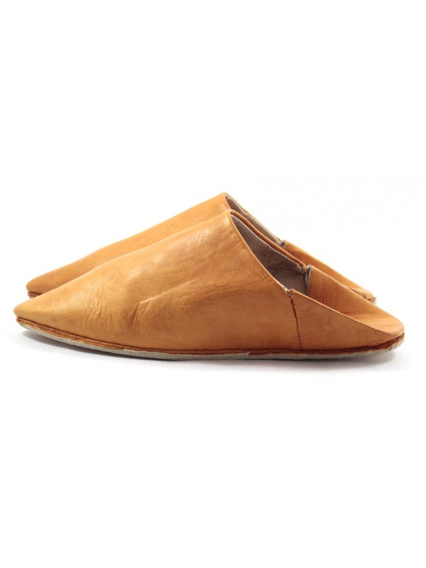 Babouche Homme en Cuir Ocre : Élégance Authentique avec Mule Pointue et Confort Exceptionnel