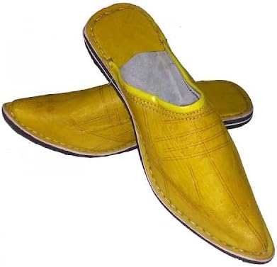 Babouche Style Mule Berbère Traditionnelle - Bout Pointu - Cuir Jaune intense