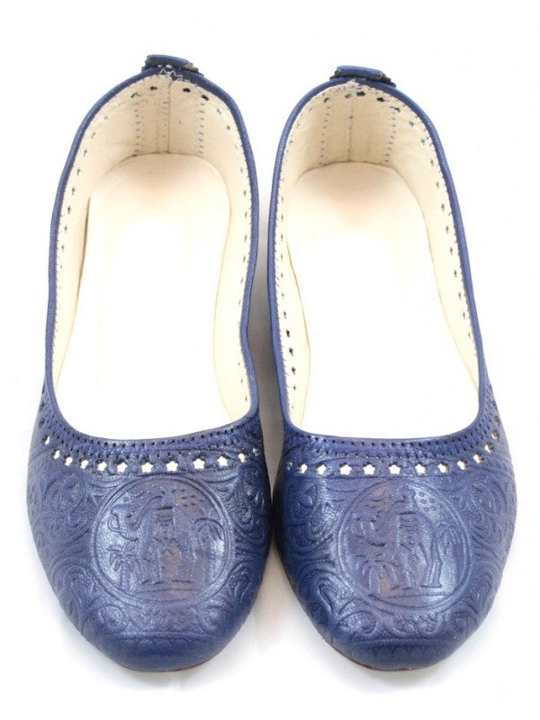 Ballerines Bleu en Cuir Marocain : Élégance et Confort Artisanaux