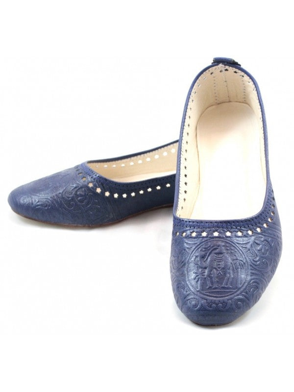 Ballerines Bleu en Cuir Marocain : Élégance et Confort Artisanaux