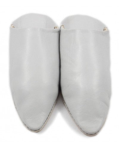 Babouche Homme en Cuir BLANC : Élégance Authentique avec Mule Pointue et Confort Exceptionnel