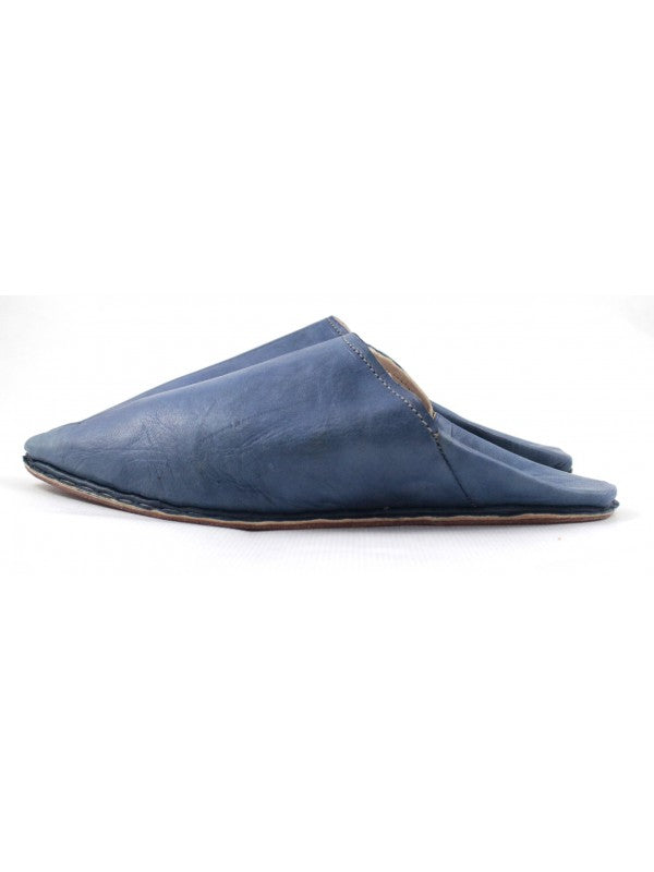 Babouche Homme en Cuir Bleu: Élégance Authentique avec Mule Pointue et Confort Exceptionnel