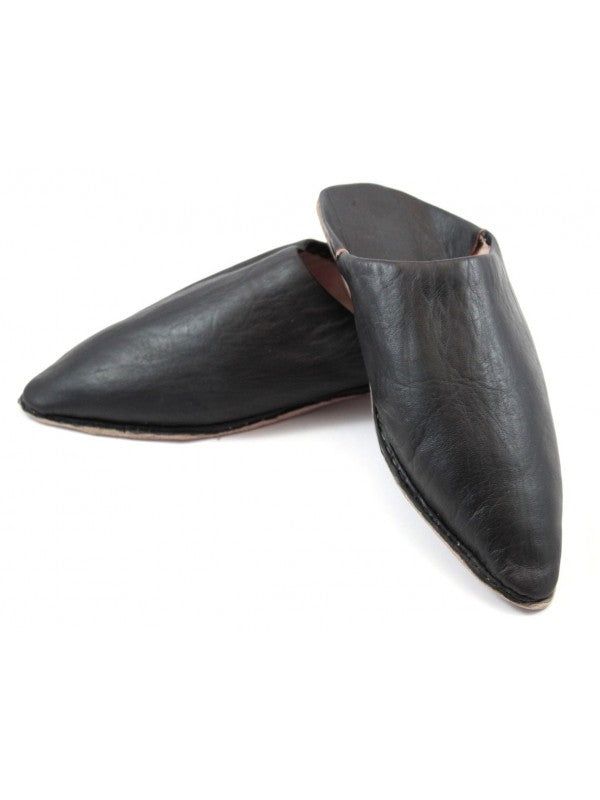 Babouche Homme en Cuir NOIR : Élégance Authentique avec Mule Pointue et Confort Exceptionnel
