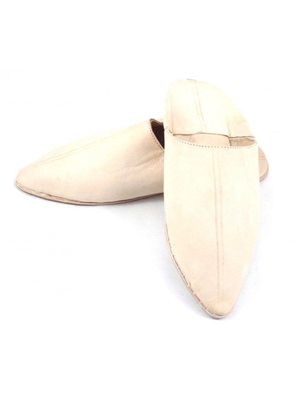 Babouche Homme en Cuir Beige naturel : Élégance Authentique avec Mule Pointue et Confort Exceptionnel