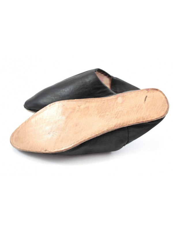 Babouche Homme en Cuir NOIR : Élégance Authentique avec Mule Pointue et Confort Exceptionnel