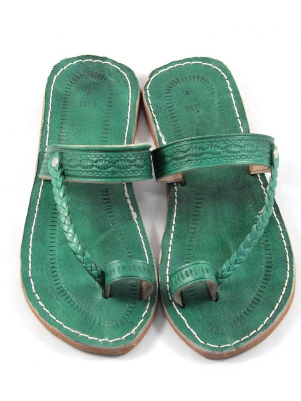Sandales Marocaines en Cuir de Vache Vert d'eau: Élégance et Confort pour Femmes