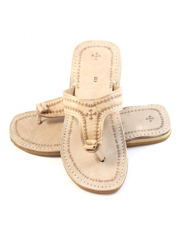 Tongs Marocaines en Cuir pour Homme Beige naturel : Confort et Élégance Artisanaux