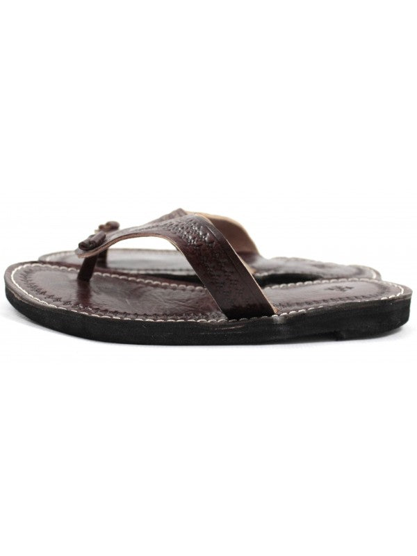 Tongs Marocaines en Cuir pour Homme Marron foncé : Confort et Élégance Artisanaux