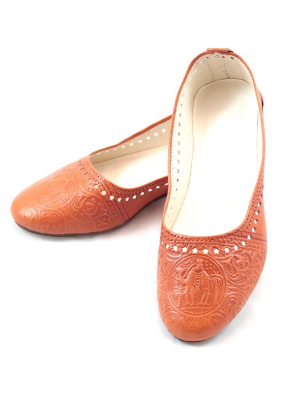 Ballerines Orange en cuir Marocain : Élégance et Confort Artisanaux