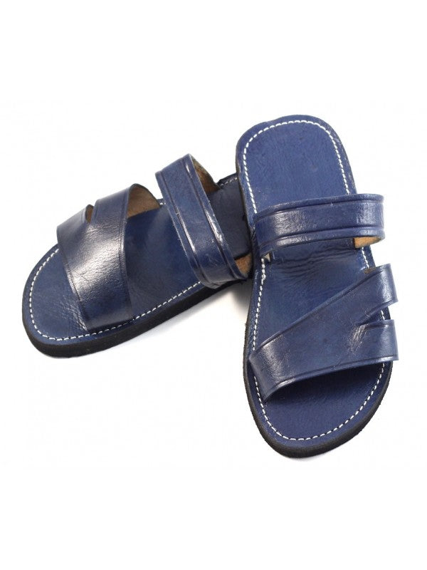 Mules Marocaines en Cuir Bleu pour Homme : Confort et Élégance Artisanaux