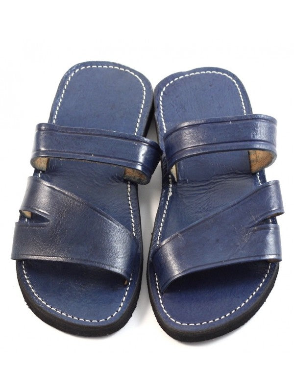 Mules Marocaines en Cuir Bleu pour Homme : Confort et Élégance Artisanaux