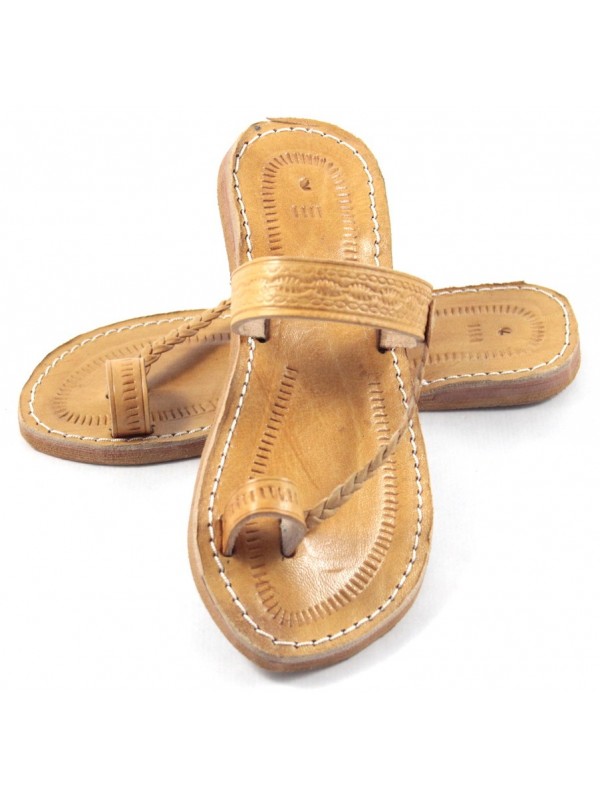 Sandales Marocaines en Cuir de Vache caramel : Élégance et Confort pour Femmes