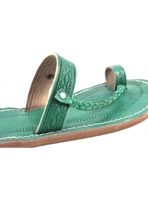 Sandales Marocaines en Cuir de Vache Vert d'eau: Élégance et Confort pour Femmes