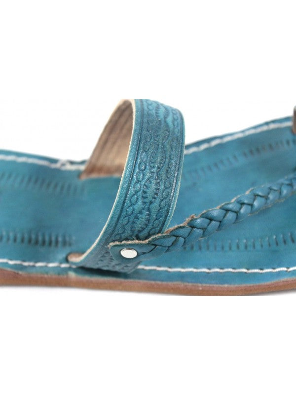 Sandales Marocaines en Cuir de Vache Bleu turquoise : Élégance et Confort pour Femmes